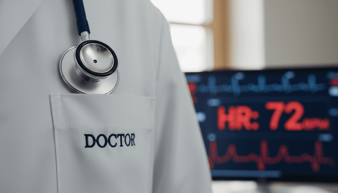 Stethoscope detail against clinical background