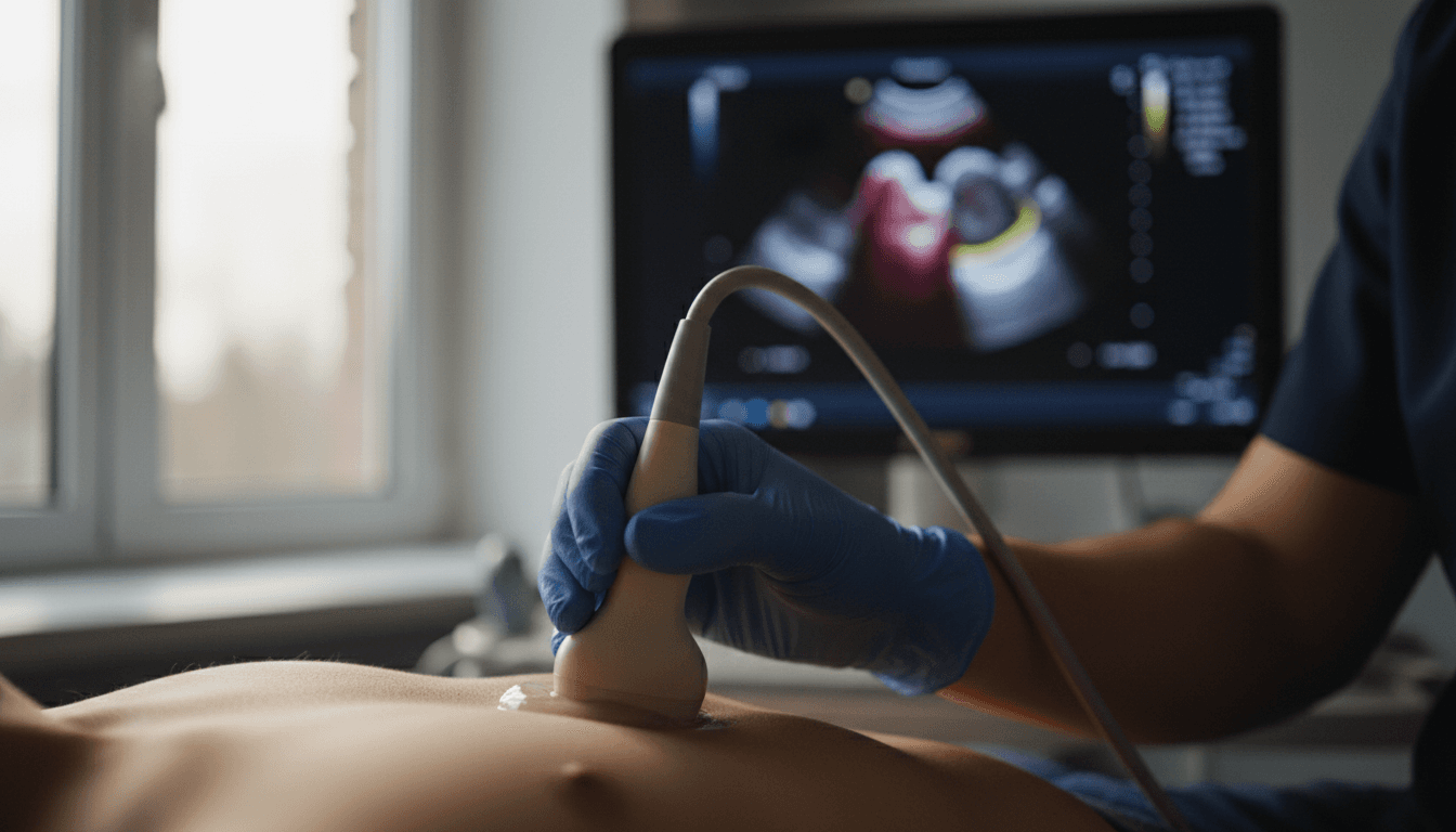 Doctor performing echocardiogram ultrasound